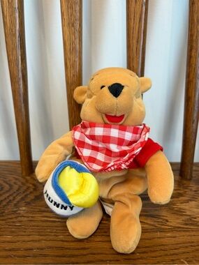 Vintage Disney Store Picnic Winnie the Pooh Mini Bean Bag Plush 8" NWT